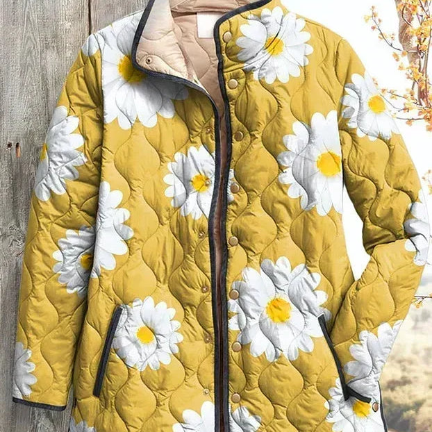 Lorenza | Giacca Trapuntata Margherite su Giallo