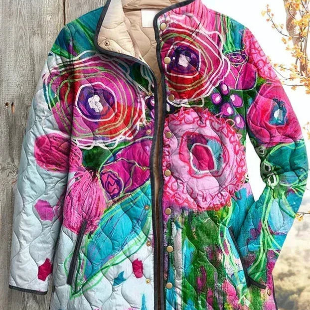 Ornella | Giacca Trapuntata a Fiori Fucsia