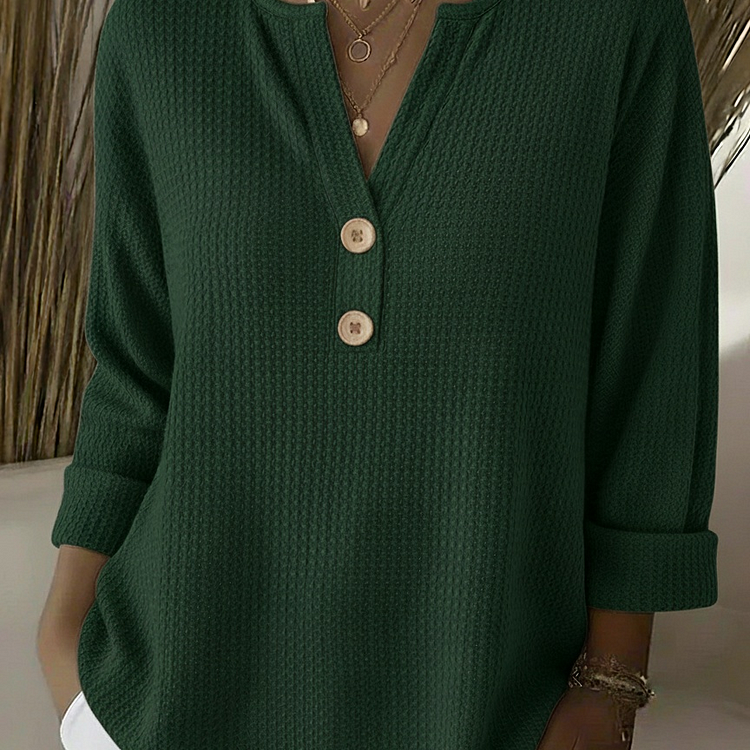 Lucía | Maglietta Henley Goffrata con Bottoni