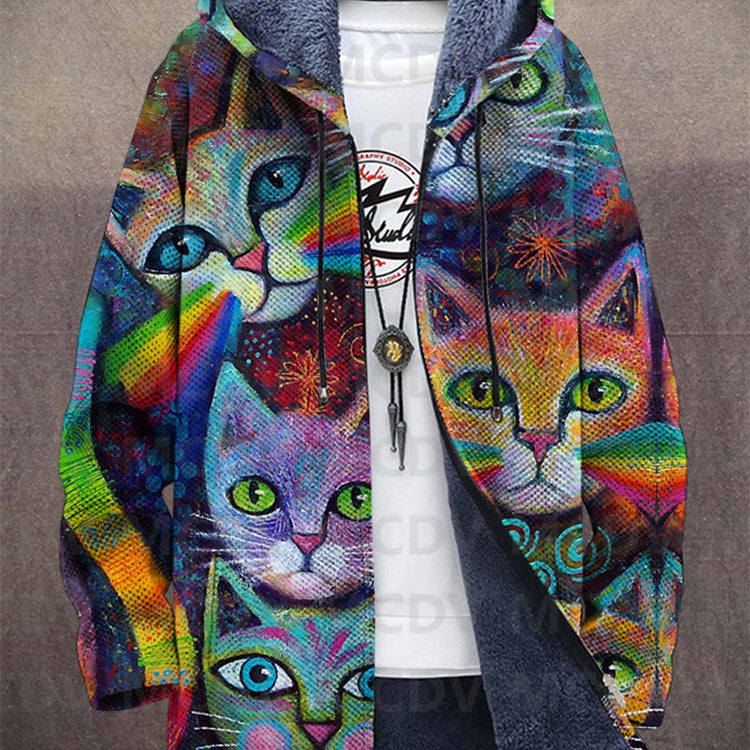 Sabrina | Cardigan con Gatto Cubista Oliva e Oro