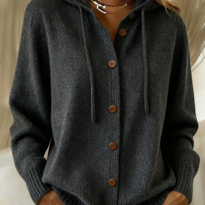 Begoña | Giacca in Maglia con Cappuccio e Bottoni