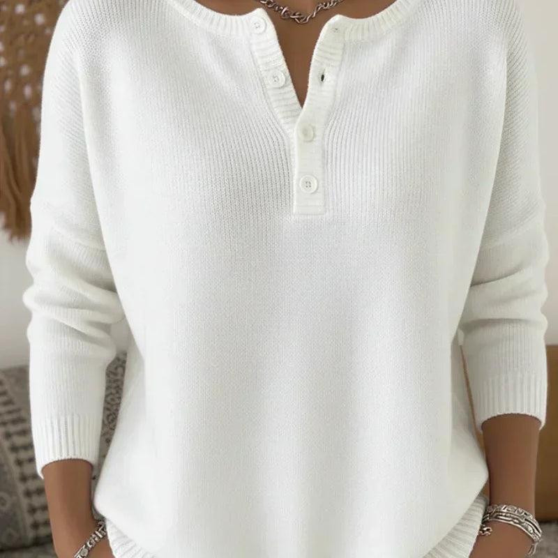 Helena | Maglione a Punto con Bottoni Henley