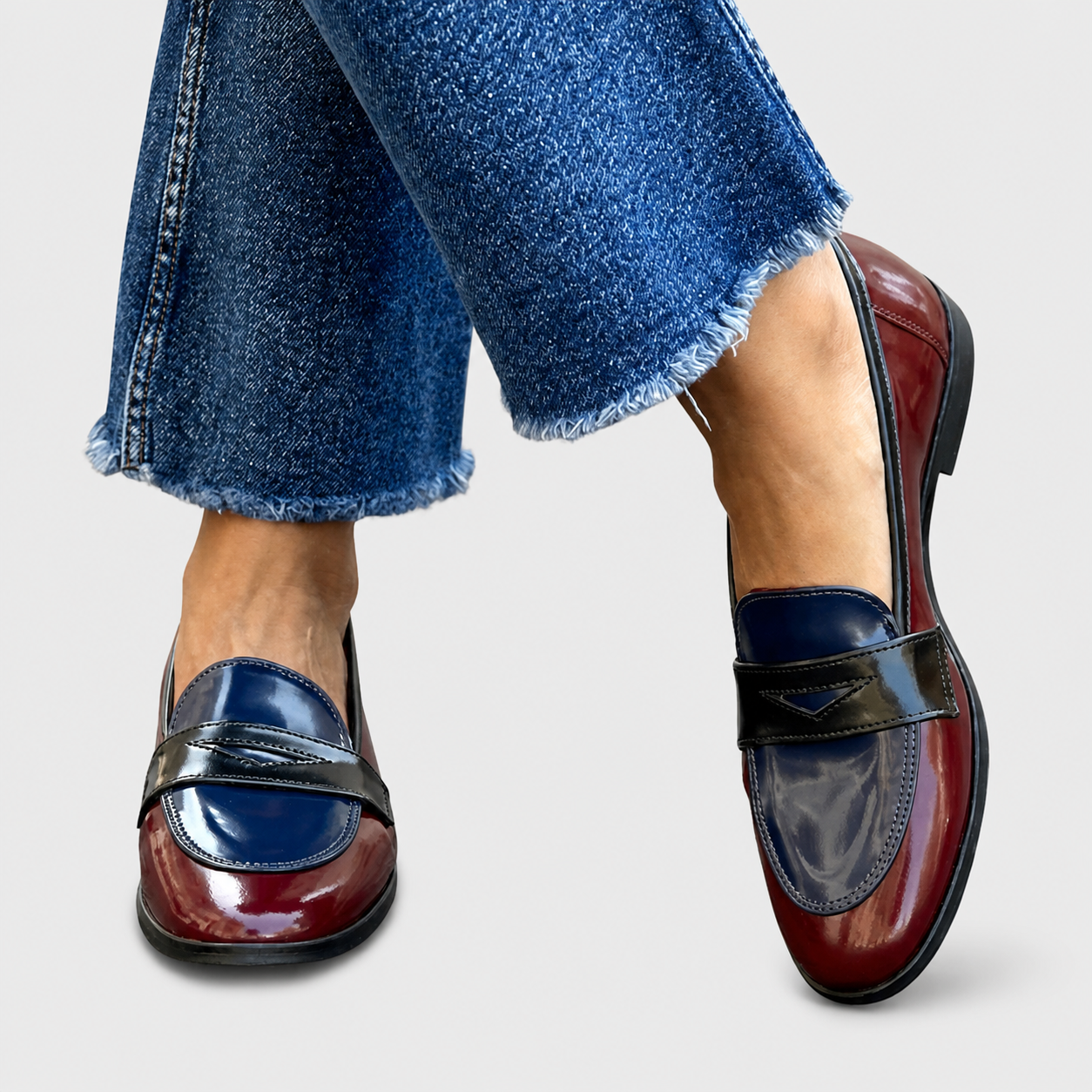 Clelia | Mocassini Blu e Panna Bicolore
