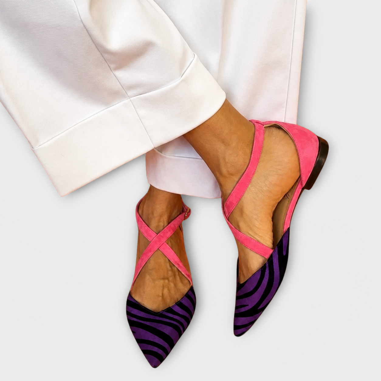 Fedora | Ballerine Zebrate con Cinturino Fucsia