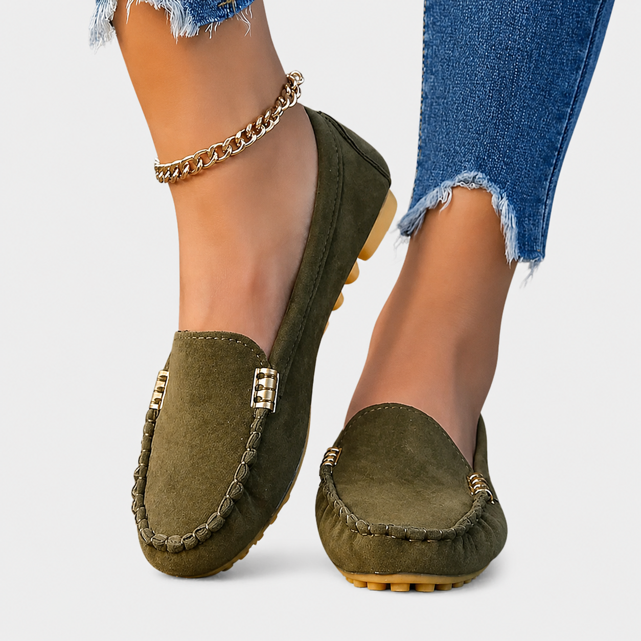 Carla | Mocassini Verde Smeraldo con Fibbia