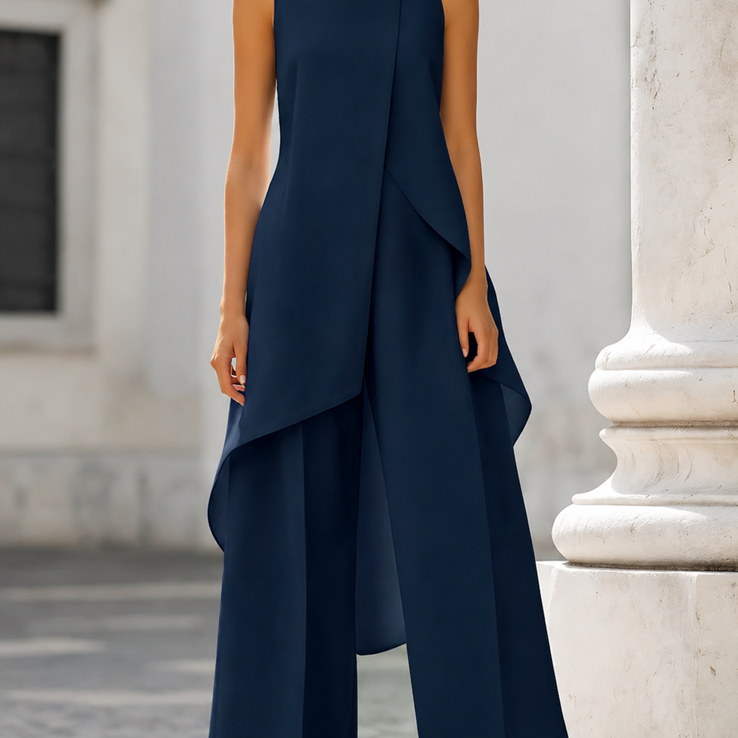Benedetta | Abito Panna con Drappeggio Asimmetrico