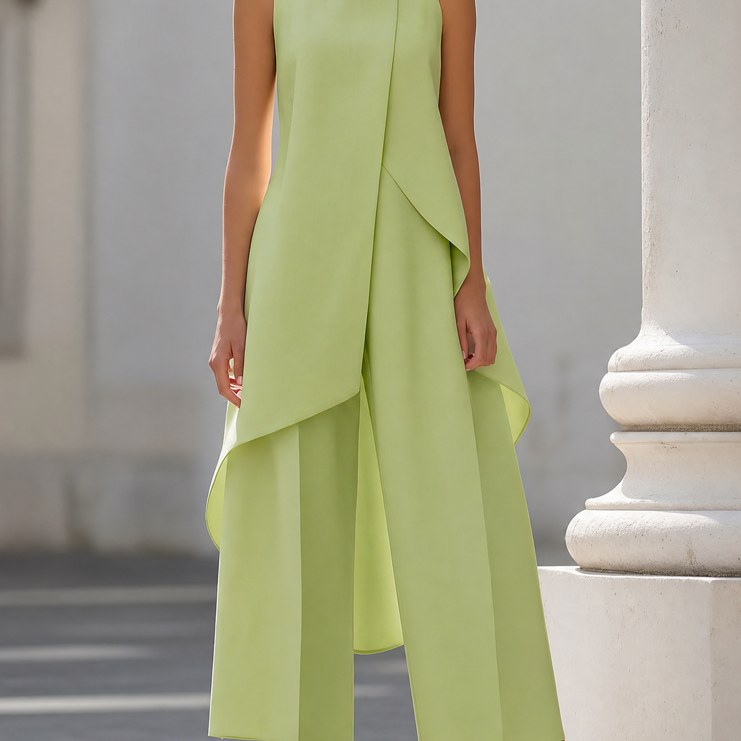 Benedetta | Abito Panna con Drappeggio Asimmetrico