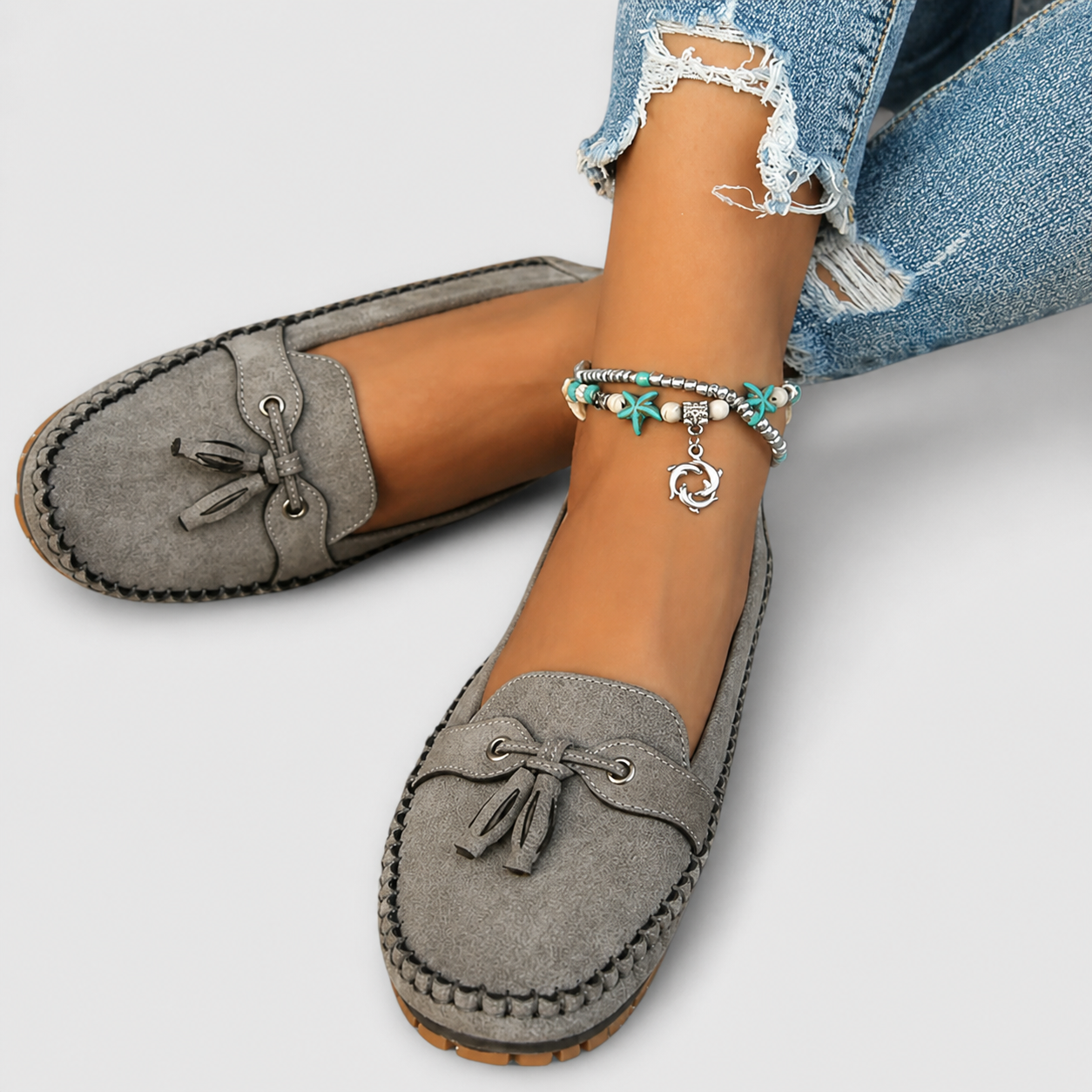 Elisa | Mocassini Blu con Nappine